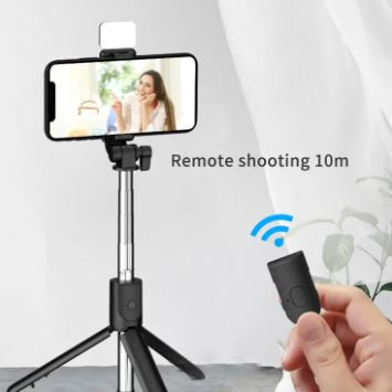 R1s Bluetooth Selfie Sticks with Remote and Selfie Light, 3-in-1 Multifunctional Selfie Stick Tripod Stand Compatible with All Phones