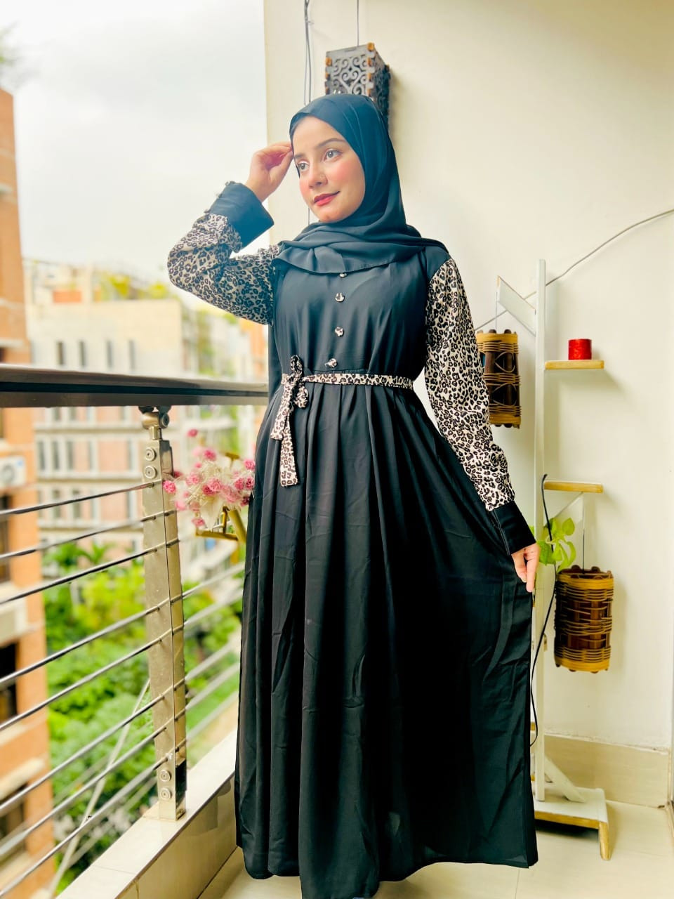 Stylish Dubai Cherry Georgette Borka for Women