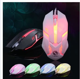 Colorful Luminous Wired USB Plug Optical Desktop Mouse