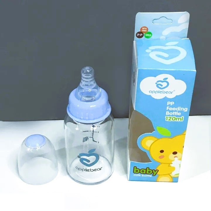 Apple Bear Baby Feeding bottle (200ml Glass) Baby Feeder, Baby Mumpot