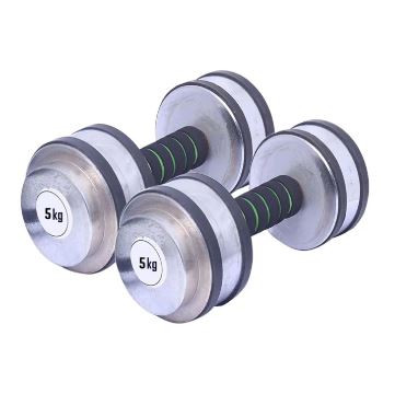 Two Pieces Rubber Dumbbell Set - 10kg - Silver
