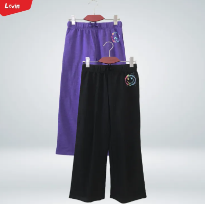 Girls Cotton Fleece Graphic Print Solid Trouser For Girls Ladies From Levin