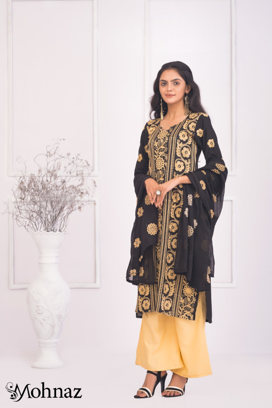 Pure AC Cotton Fabric Semi Stitch Three Piece