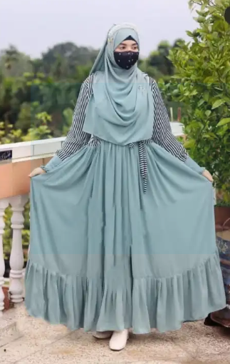 Dubai Premium Cherry Half Body Check Georgette Borka