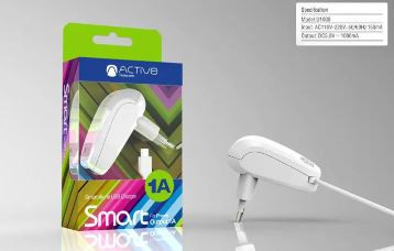 Active 1A Smart USB Port Smart Phones Charger - White